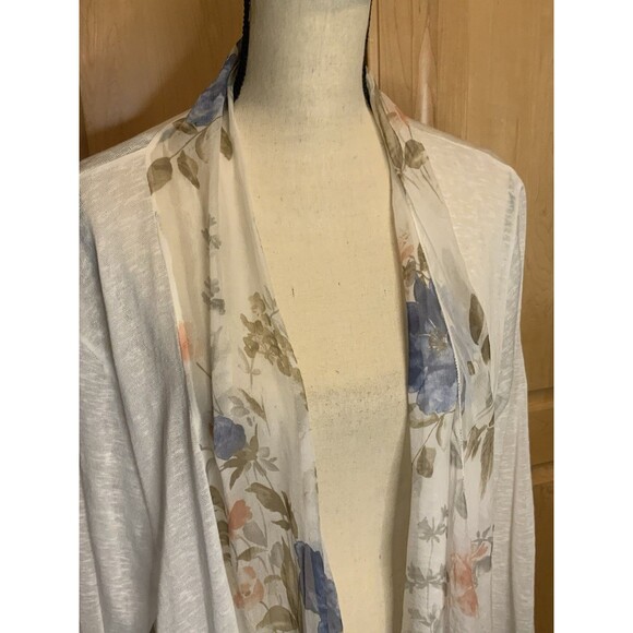 Elena Baldi Women’s 3X Semi Sheer Cardigan With Built In Silk Scarf - Picture 2 of 11